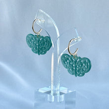 Load image into Gallery viewer, 100788 Highly Translucent Bluish Green Butterfly Jade Earring
