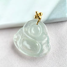 Load image into Gallery viewer, 62188 Highly Translucent Colourless Laughing Buddha Jade Pendant
