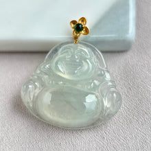 Load image into Gallery viewer, 62188 Highly Translucent Colourless Laughing Buddha Jade Pendant
