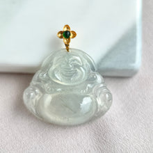 Load image into Gallery viewer, 62188 Highly Translucent Colourless Laughing Buddha Jade Pendant
