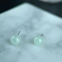 Load image into Gallery viewer, 102089 Icy Soft Green Jade Stud Earring with 18K Gold
