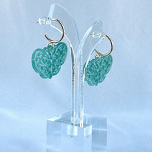 Load image into Gallery viewer, 100788 Highly Translucent Bluish Green Butterfly Jade Earring
