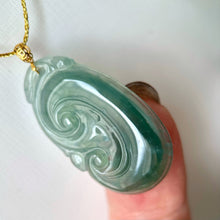 Load image into Gallery viewer, 21988 Highly Translucent Bluish Green Ruyi Jade Pendant
