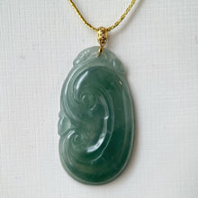 Load image into Gallery viewer, 21988 Highly Translucent Bluish Green Ruyi Jade Pendant
