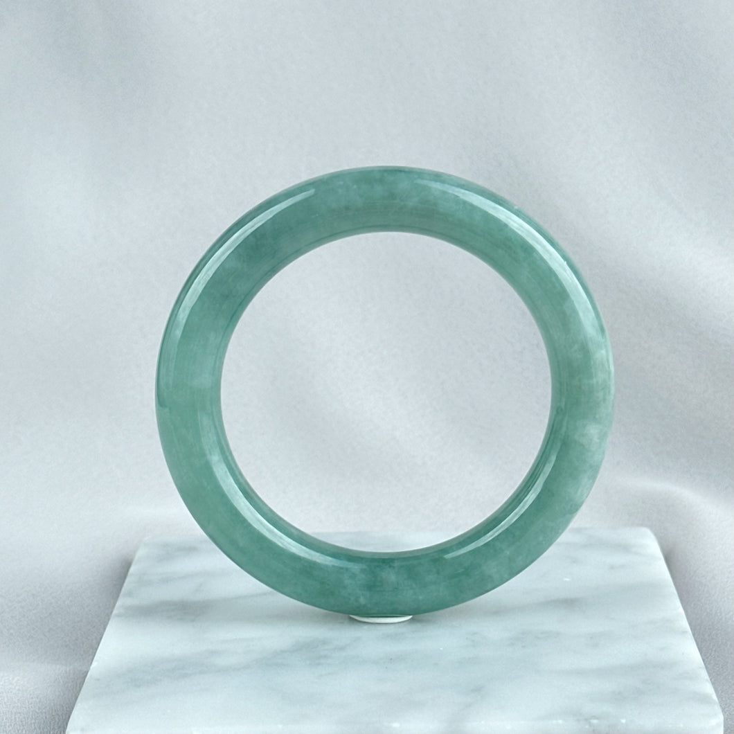 101855 55.4mm Translucent Watery Green Rounded Jadeite Bangle