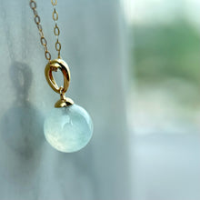 Load image into Gallery viewer, 102565 Icy White Jadeite Bead Pendant with 18K Yellow Gold
