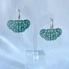 Load image into Gallery viewer, 100788 Highly Translucent Bluish Green Butterfly Jade Earring
