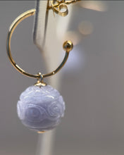 Load image into Gallery viewer, 92488 Kyo No Furi Lavender Jade Bead Earring with 18K Yellow Gold
