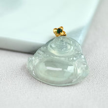 Load image into Gallery viewer, 62188 Highly Translucent Colourless Laughing Buddha Jade Pendant
