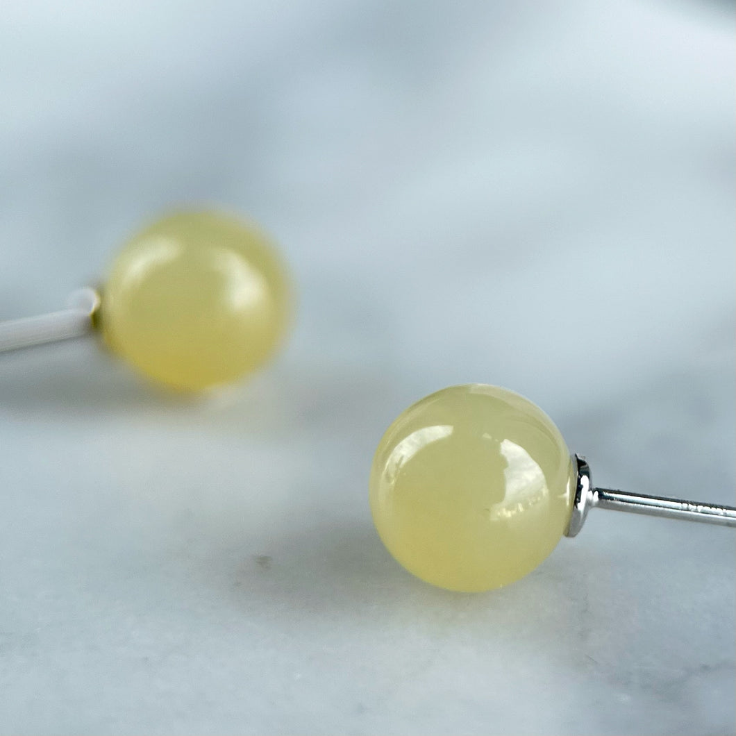 102090 Icy Yellow Jade Stud Earring with 18K Gold