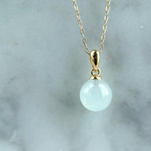 Load image into Gallery viewer, 102565 Icy White Jadeite Bead Pendant with 18K Yellow Gold
