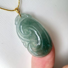 Load image into Gallery viewer, 21988 Highly Translucent Bluish Green Ruyi Jade Pendant
