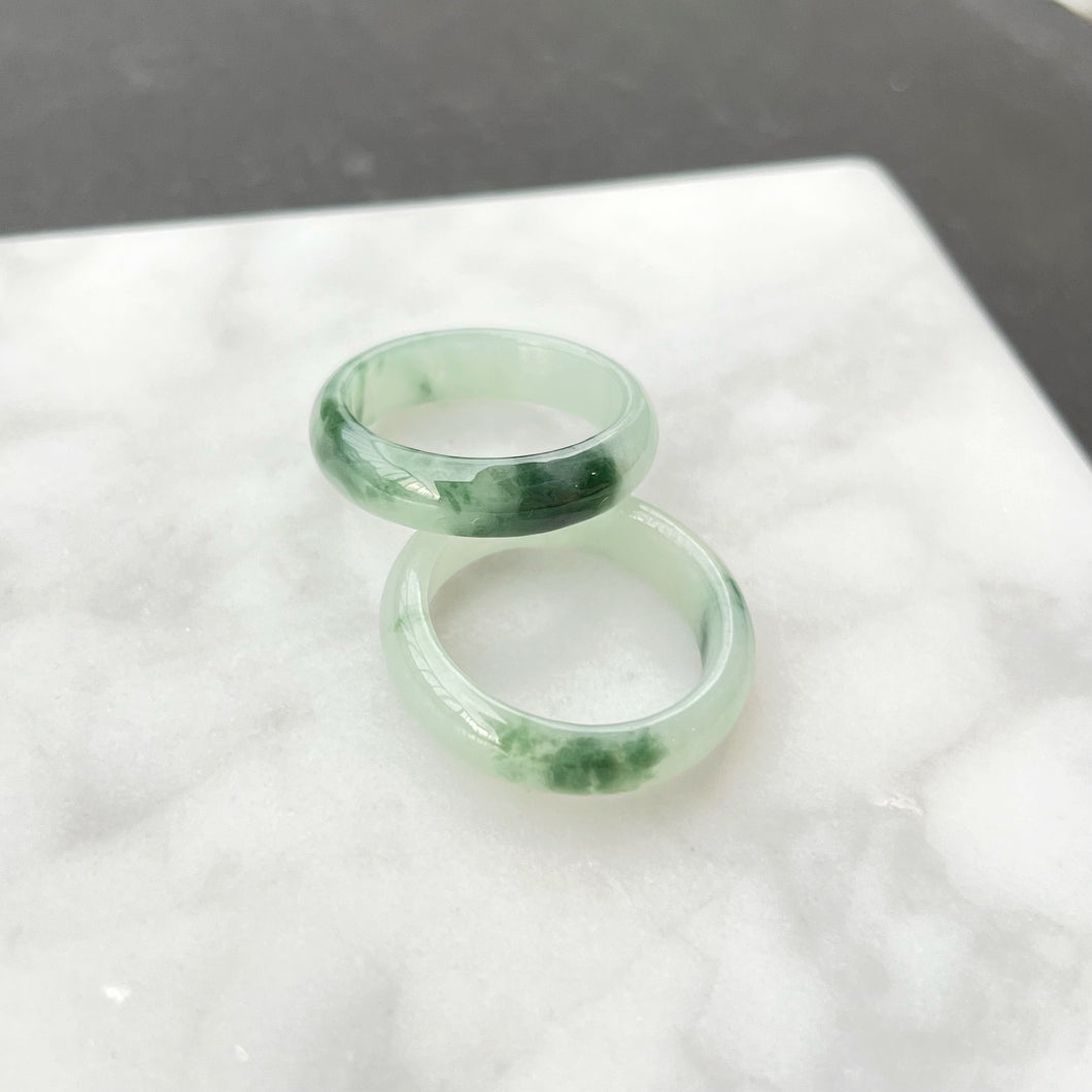 41488 Icy Green Floral Type A Jadeite Ring